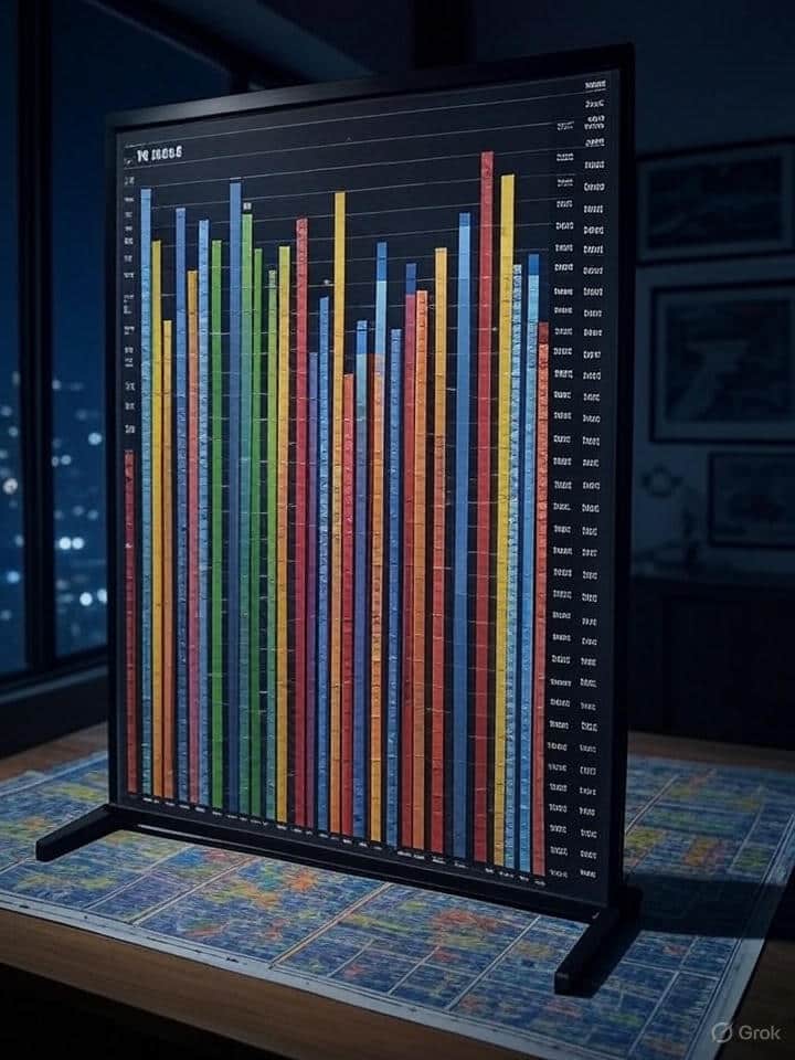 Illustration de statistiques de criminalité par un tableau coloré.